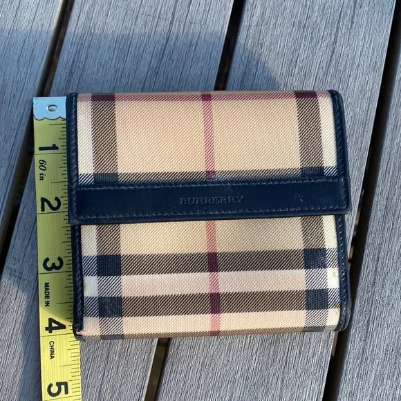 Burberry Nova Check PVC/Leather🔥Bifold+Front SNAP🔥8slot+Bill🔥4x4”Made🇮🇹VGUC